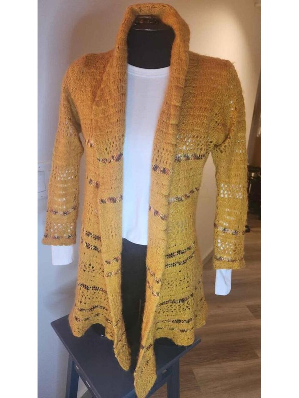 Mustard Gold SOFT SURROUNDINGS Knit Open Front Cardigan Size XS-S